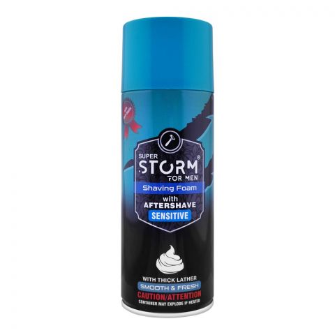 Super Storm For Men Sensitive Shaving Foam With After Shave, 400ml
