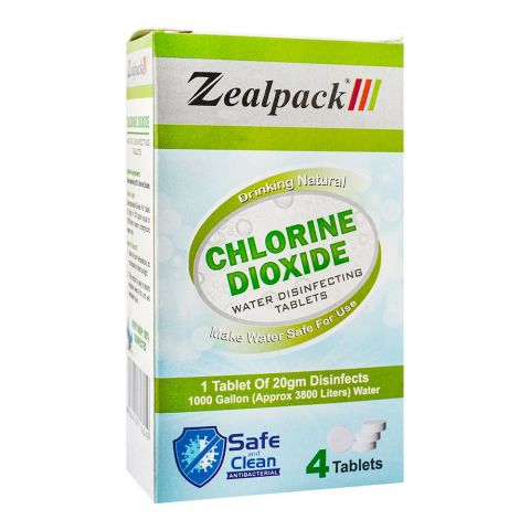 Zeal Pack Chlorine Dioxide Water Disinfecting Tablet, 20mg Each, 4-Pack