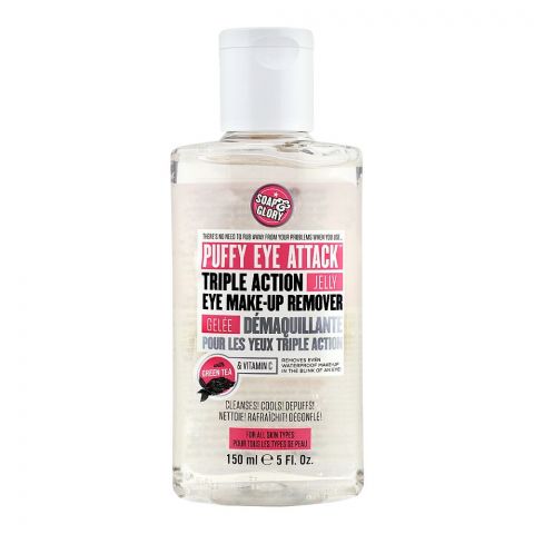 Soap & Glory Puffy Eye Attack Triple Action Jelly Eye Make-Up Remover, For All Skin Types, 150ml