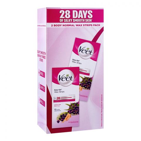Veet Easy-Gelwax Shea Butter & Acai Berries Scent Normal Skin Wax Strips, 2-Pack, Save Rs.100/-