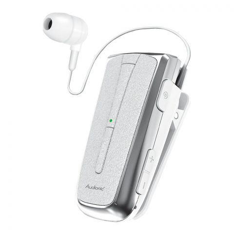 Audionic Business Klip-On VI Retractable Headset, White