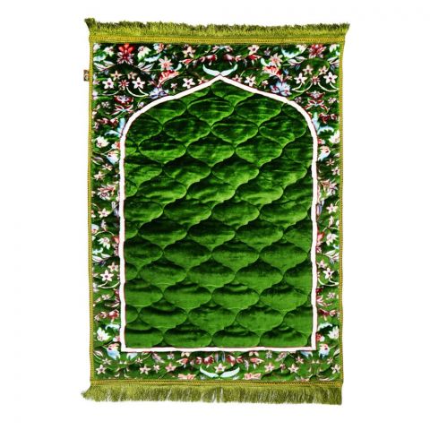 Plushmink Premium Mughal Printed Prayer Mat, Green, F404018