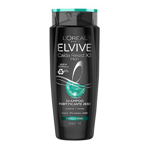 L'Oreal Paris Elvive Caida Resist X3 Men Fortifying 2-In-1 Shampoo, For Weak Hair, 680ml