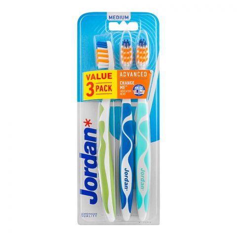 Jordan Advanced Change Me Toothbrush, Medium, 3-Pack