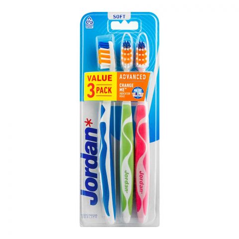Jordan Advanced Change Me Toothbrush, Soft, 3-Pack
