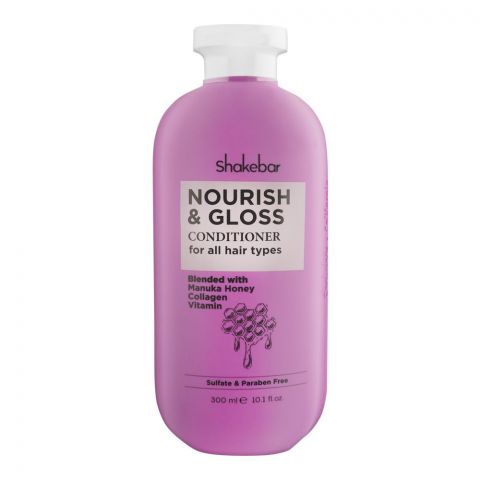 Shakebar Nourish & Gloss Sulfate & Paraben Free Conditioner, All Hair Types, 300ml