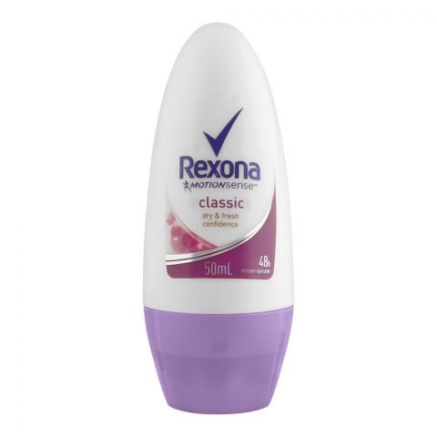 Rexona Motion Sense Classic Dry & Fresh Confidence 48H Anti-Perspirant Roll On, For Men, 50ml