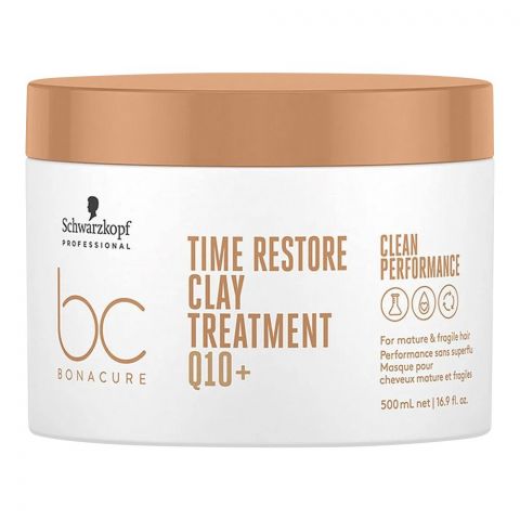 Schwarzkopf BC Bonacure Q10+Time Restore Clay Treatment Masque, For Mature & Fragile Hair, 500ml