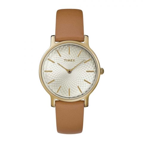 Timex Women's Designed Round Dial With Plain Sand Brown Strap Analog Watch, TW2R91800