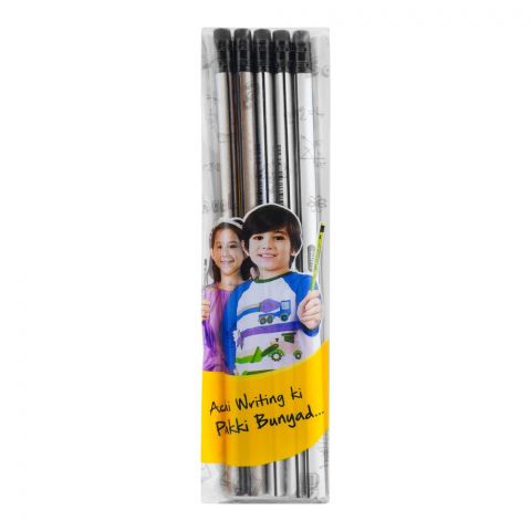 Dollar My Pencil Black Lead Pencil With Eraser Assorted Body Color, 5-Pack, PT999