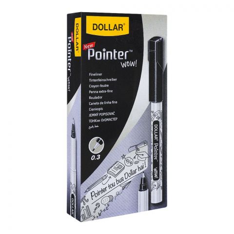 Dollar Fine Liner Pointer Wow! Metal Jacket F 0.3 10-Pack, Black, FL PTW03