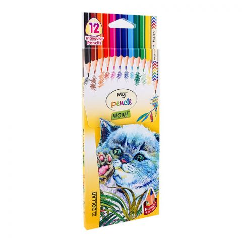 Dollar My Pencil Wow! Fusion Triangular Color Pencils, Assorted, 12-Pack, PTC13