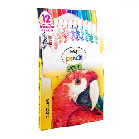 Dollar My Pencil Wow! Half Size Triangular Color Pencils, Assorted 12-Pack, PTC14