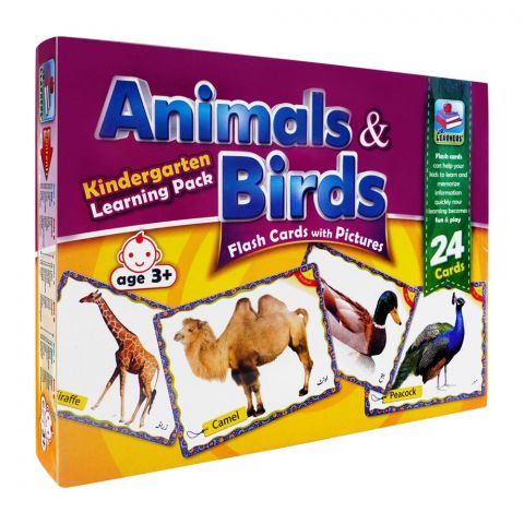 Jr. Learners Flash Card With Pictures Large Animals & Birds, For 3+ Years, 228-2410