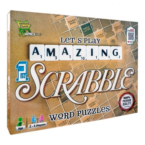 Gamex Cart 2-In-1 Scrabble Word Puzzle & 9 Men's Morris Game, For 8+ Years, 428-7502