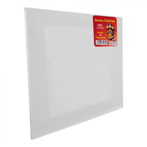 Mr. Art Magic 100% Pure Cotton Canvas Square, 12 Inches, White, 520-3112