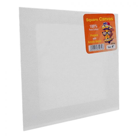 Mr. Art Magic 100% Pure Cotton Canvas Square, 8 Inches, White, 517-3108