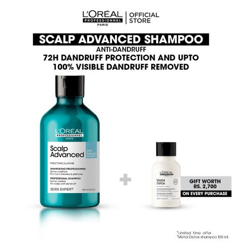 L'Oreal Professionnel Serie Expert Scalp Advanced Anti-Pellicular Dandruff Professional Shampoo, For Scalps With Dandruff, 300ml