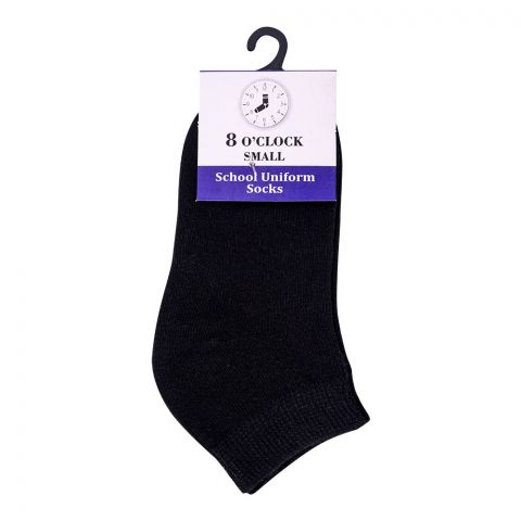 8 O'Clock School Uniform Ankle Socks, Small, Black