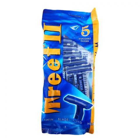 Treet-II Platinum Disposable Razor, Blue, 5-Pack Bag