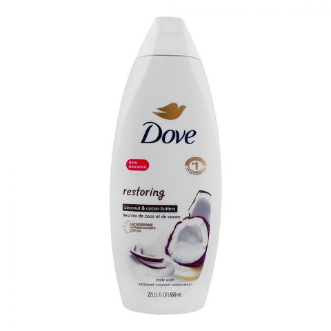 Dove Restoring Coconut & Cocoa Butters Micro Biome Nutrient Serum Body Wash, 650ml