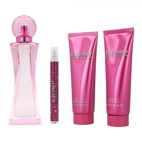 Paris Hilton Electrify Set, For Women, Eau De Parfum 100ml & 10ml + Body Lotion 90ml + Shower Gel 90ml