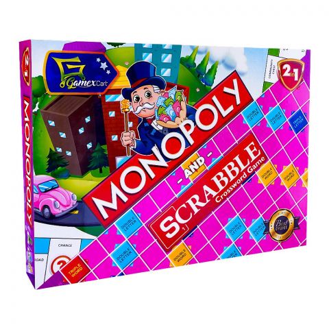 Gamex Cart Monopoly And Scrabble 2-In-1 Crossword Game, For 7+ Years, 450-7133