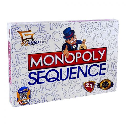 Gamex Cart Monopoly And Sequence 2-In-1 Board Game, For 7+ Years, 451-7134