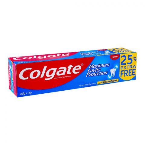 Colgate Maximum Cavity Protection Great Regular Tooth Paste, 100g + 25g, 25% Extra Free