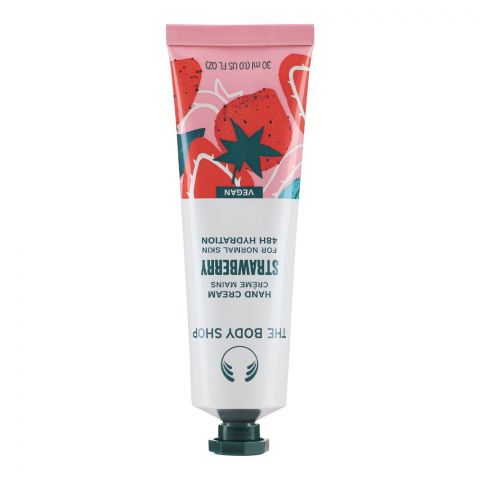 The Body Shop Vegan Strawberry 48 Hours Hydration Hand Cream, For Normal To Dry Skin, 30ml