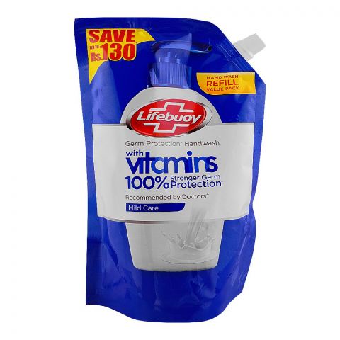 Lifebuoy Mild Care With Vitamin Hand Wash, 400ml Pouch Refill, Save Up To Rs.130/-