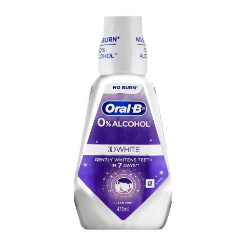 Oral-B 0% Alcohol 3D White Clean Mint Mouth Wash, 473ml