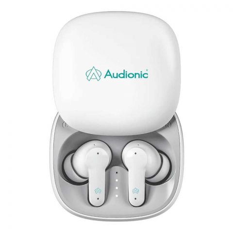 Audionic Quad Mic ENC Environmental Noise Cancellation Earbuds, White, Airbud-550