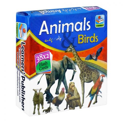 Learners Flash Cards Birds & Animals, Small 7.6 x 7.6 cm, 76-Pack, 227-2400