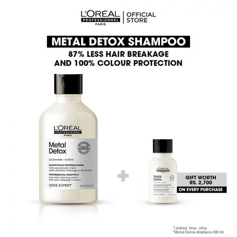 L'Oreal Professionnel Serie Expert Metal Detox Glicoamine + Ionene Professional Shampoo, 300ml