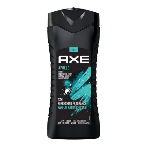 Axe Apollo Sage & Cedar Wood Scent 3-In-1 Body, Face & Hair Wash, 400ml
