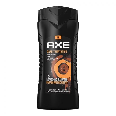 Axe Dark Temptation Dark Chocolate Scent 3-In-1 Body, Face & Hair Wash, 400ml