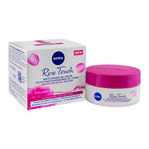 Nivea Rose Touch Organic Rose Water & Hyaluron Moisturizing Gel Cream, For All Skin Types, 50ml