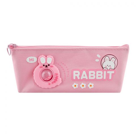 Rabbit Pencil Box Pouch, Pink, H-522