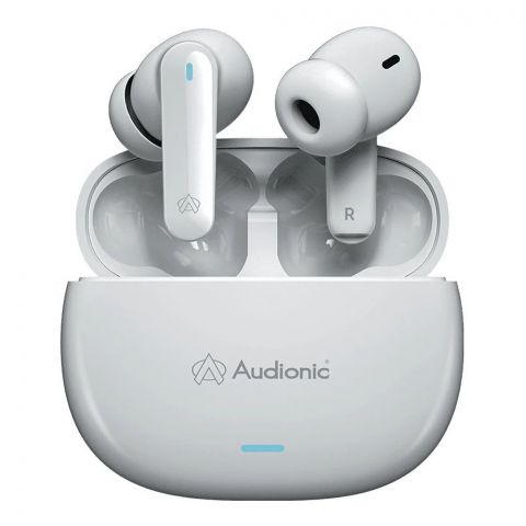 Audionic Quad Mic ENC Environmental Noise Cancellation Wireless Earbuds, Airbud-425, White