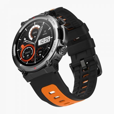 Zero Defender Men's Black Orange Strap Smart Watch