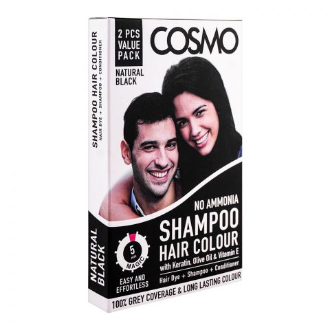 Cosmo No Ammonia Shampoo Hair Color, 2-Pack, Natural Black