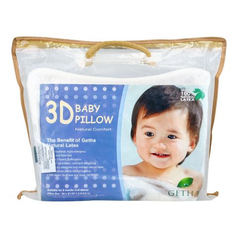 Getha 100% Natural Latex 3D Baby Pillow, 23 x 31/27 x 3.5/5.5 cm