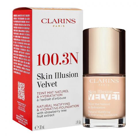 Clarins Paris Skin Illusion Velvet Natural Mattifying & Hydrating Foundation, 100.3N