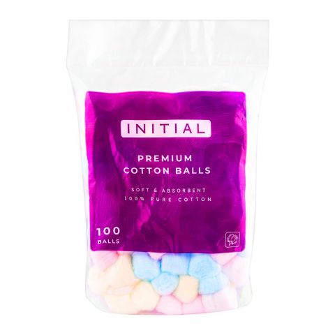 Initial Premium Cotton Balls Multi Colors, 100-Pack