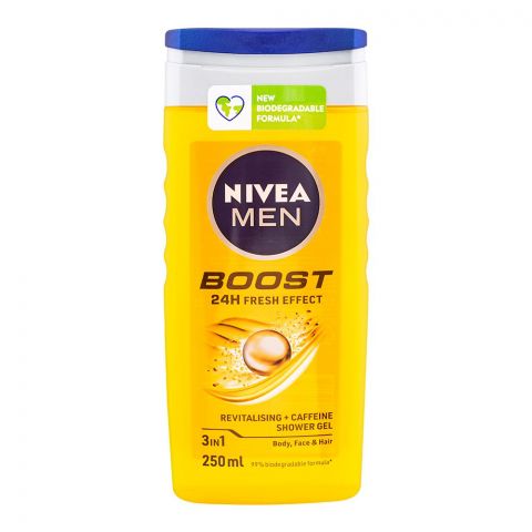 Nivea Men Boost 24H Fresh Effect 3-In-1 Shower Gel, 250ml