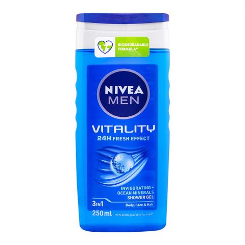 Nivea Men Vitality 24H Fresh Effect 3-In-1 Shower Gel, 250ml