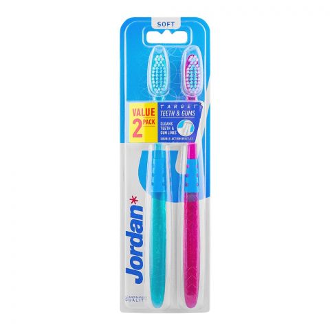 Jordan Target Teeth & Gums Tooth Brush, Soft, 2-Pack