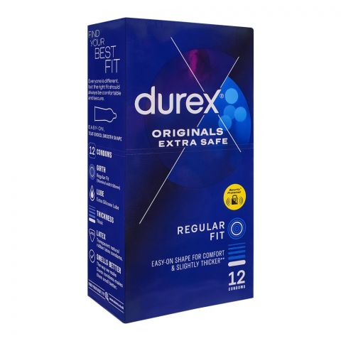 Durex Originals Extra Safe Regular Fit Condom, 12-Pack