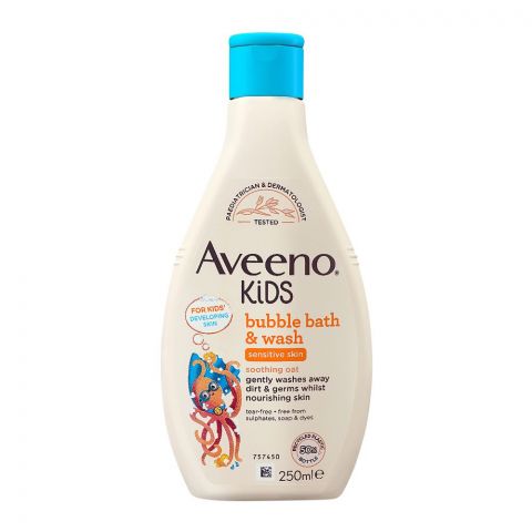 Aveeno Kids Bubble Bath & Wash, For Sensitive Skin, 250ml